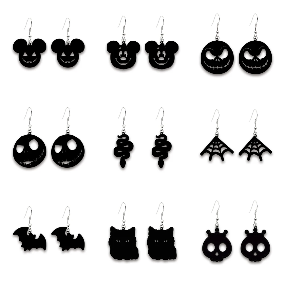 

Fashion Halloween Theme Hollow Earrings for Women Girl Jewelry Black Earring Hook Design Earrings Accessories Party Gifts