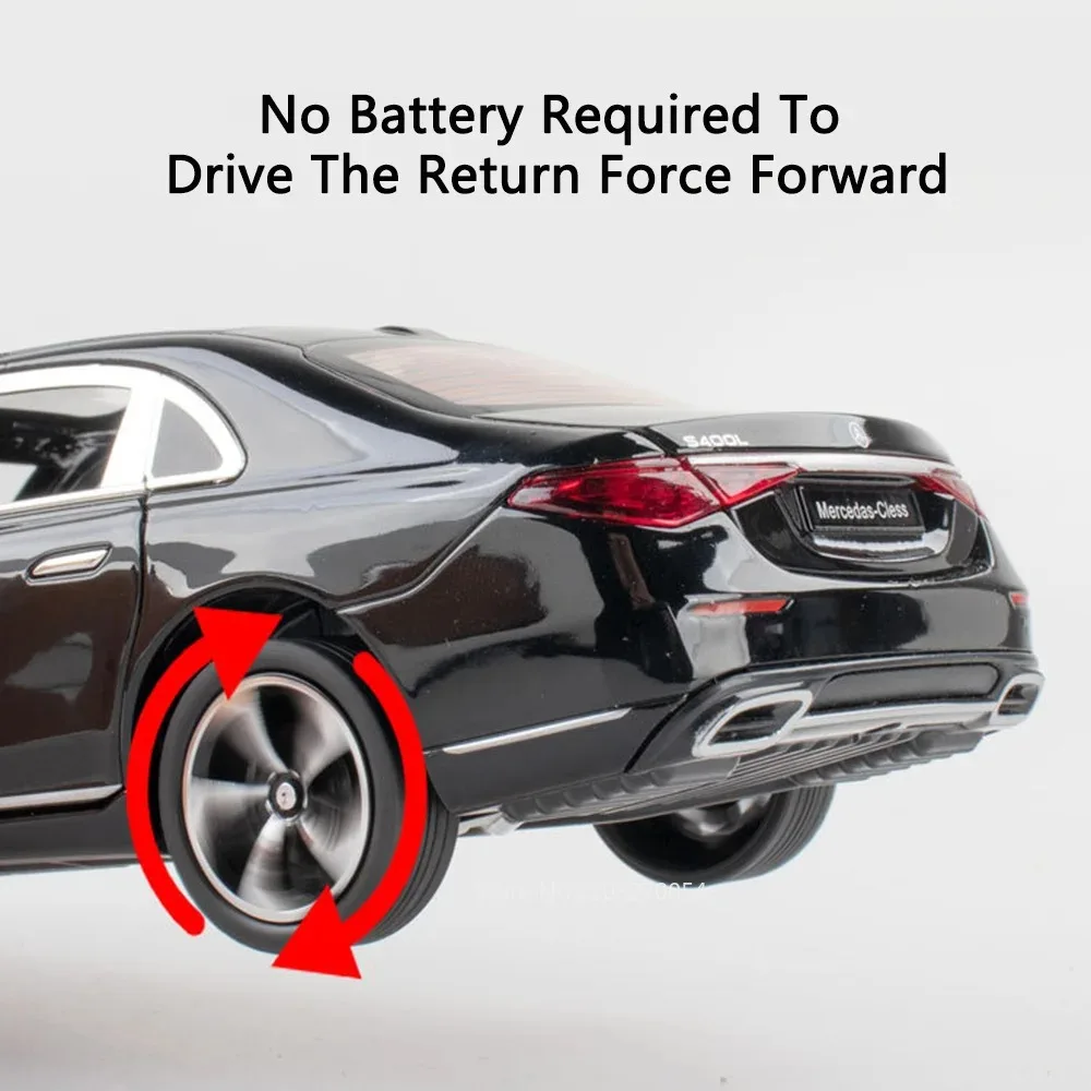 รถโมเดลของเล่น 1:24 300SL S400L พร้อมเสียงและไฟ เปิดประตูได้ ผลิตจากโลหะผสม ของเล่นสะสม ของขวัญสำหรับเด็ก