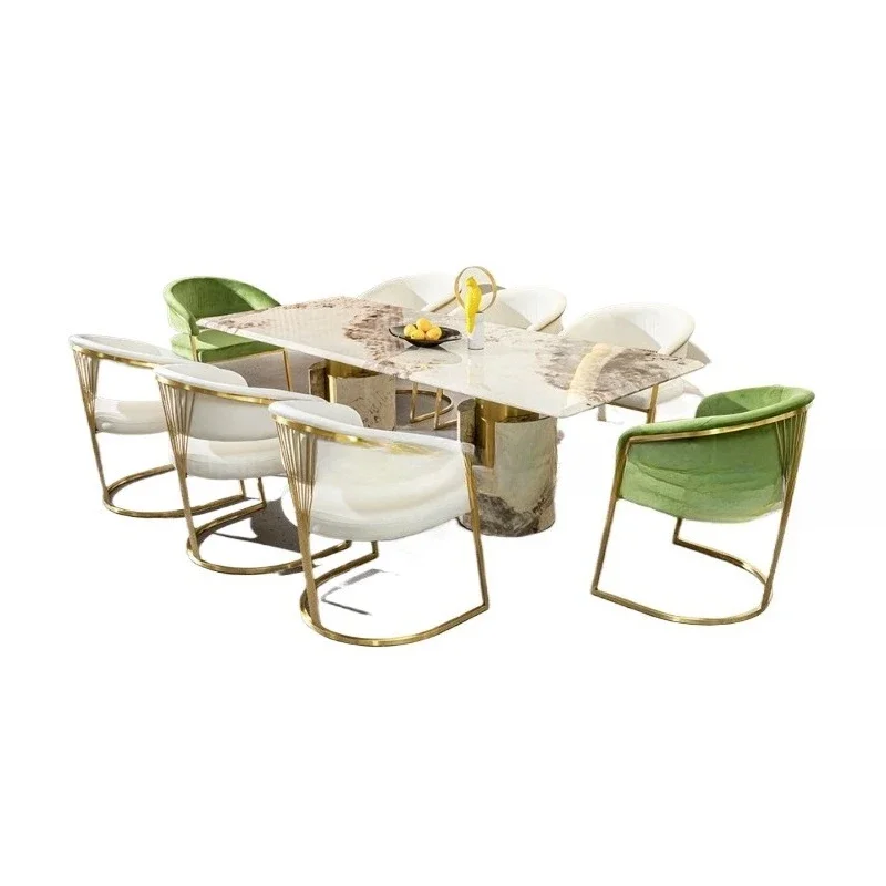

Light luxury marble, dining table large apartment, household high-end, dining table and chair combination