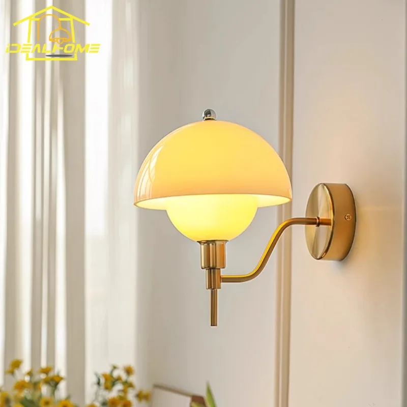 الفرنسية القرون الوسطى كريم الرياح الممر الجدار مصباح LED G9 جو دافئ الزجاج الحائط غرفة المعيشة مدخل السرير خلفية بار #1