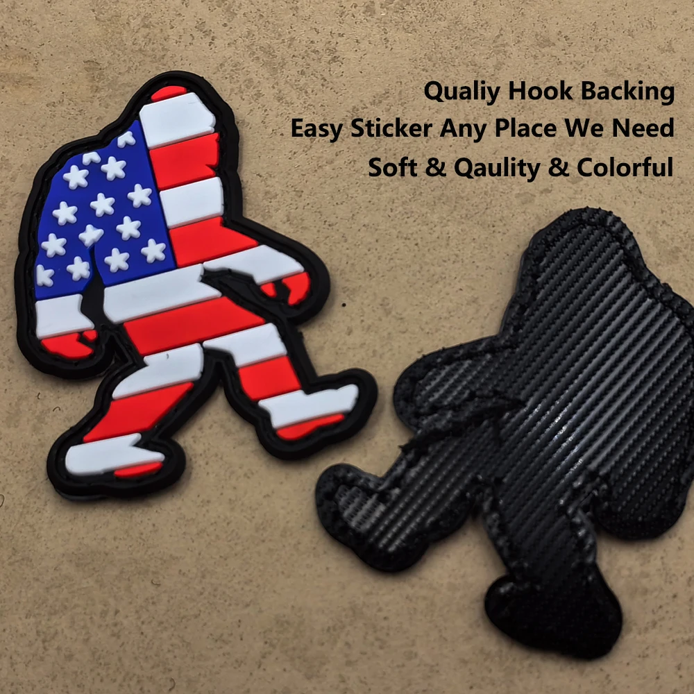 العلم الأمريكي PVC المطاط شارة بقع بيج فوت الغوريلا القرش الأسماك التكتيكية العسكرية لسترة الكتف #2