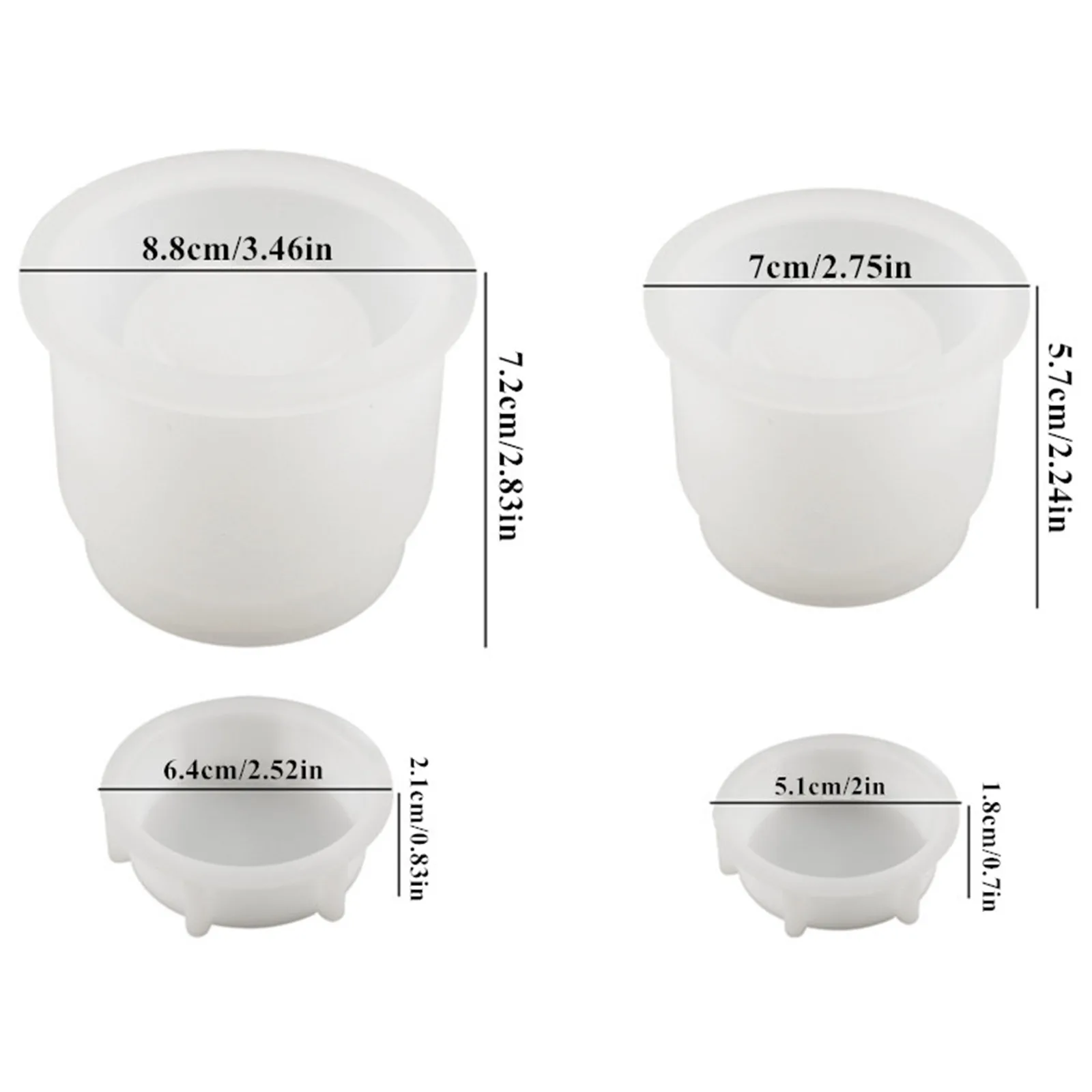 Candle Jar Molds, Silicone Concrete Molds for Candle Holder with Lids, Candle Cup Cement Molds for Candle Making Supplies