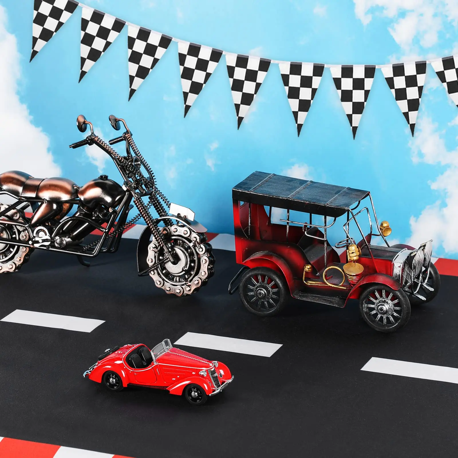 Race Car Road Birthday Decor Racing Racetrack Floor Running Mat Drag Checkered Race Tracks Runway Sport Event Car Party Supplies