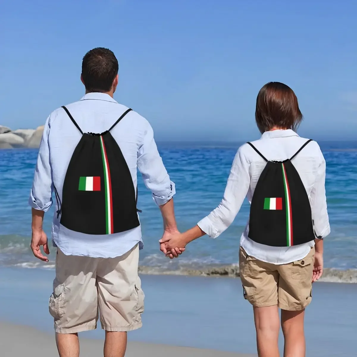 Mochila personalizada con cordón y bandera de Italia para hombre y mujer, bolsa deportiva para gimnasio, saco de compras del orgullo italiano