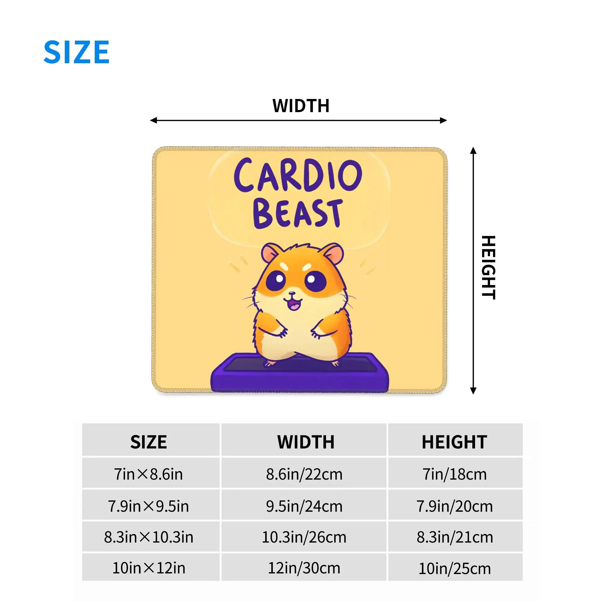 Cardio Beast Hamster Workout Sticker Mouse Pad Computer Keyboard Mouse Mat Gaming Laptop Desk Mat Office Accessories Table Mats