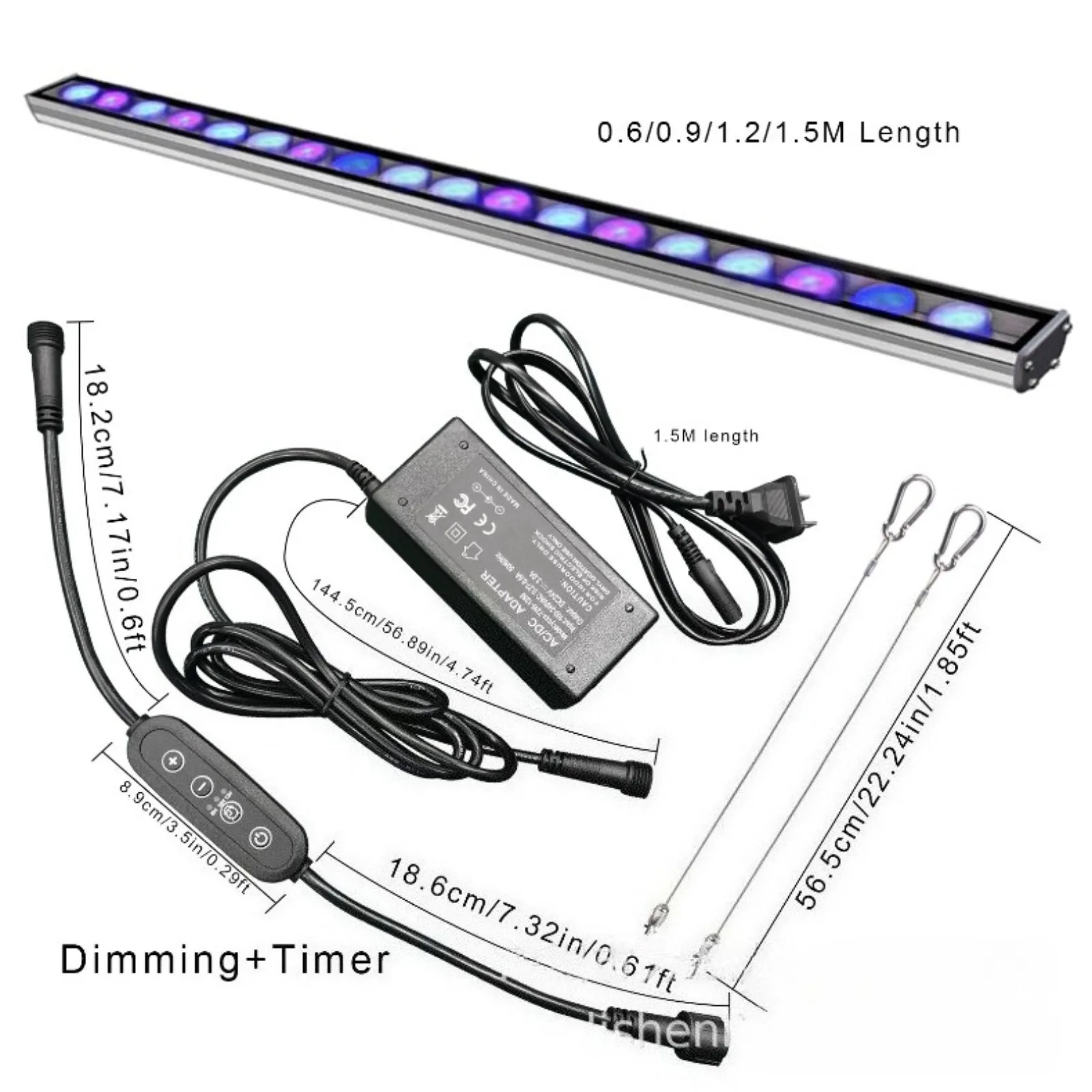 

LED Coral Reef Light Dimmable Saltwater Aquarium Light Bar 78W with Timer Waterproof Full Spectrum for Saltwater Fish Tank Lamp