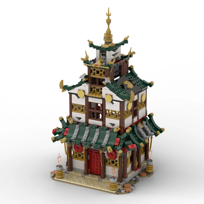 

808 шт. MOC модель 10 модульный храм Ninjagoes DIY развивающие строительные блоки сборка игрушки для детей подарок на день рождения