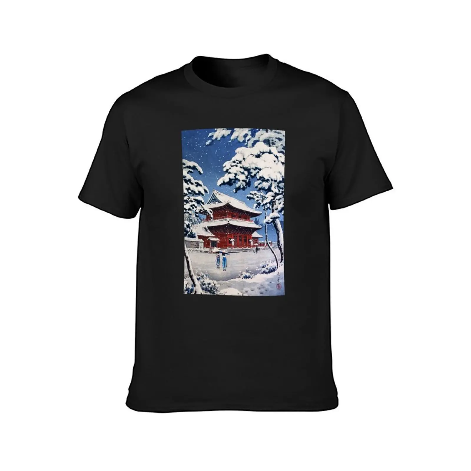 Zojoji Temple in Snow by Tsuchiya Koitsu T-Shirt plus size tops hippie clothes T-shirt men