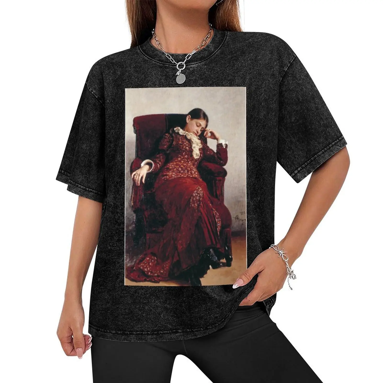 Ilya Repin – “A Rest” Portrait of Vera A Repina T-Shirt blanks vintage kawaii clothes mens graphic t-shirts hip hop