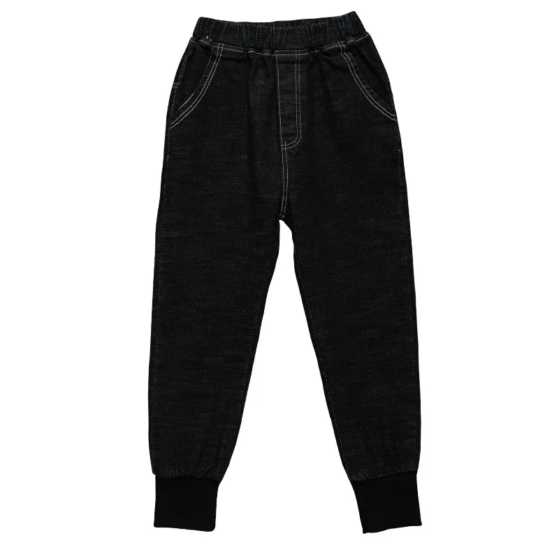 

Spring Big Boys Jeans Trousers Cotton Elastic Waist Black Trouser for Toddler Fashionable Baby Kids Spring Letter Print Clothes