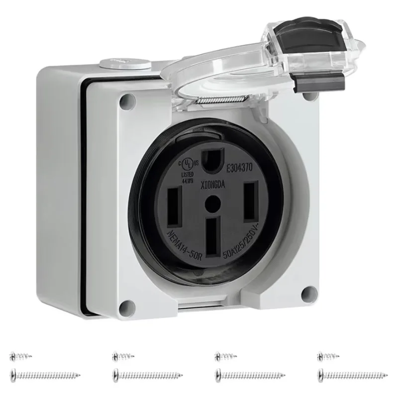 Nema 14‑50 Box Socket 125‑250V Waterproof Power Outlet for RV Camper Motorhome Power Supply Accessories