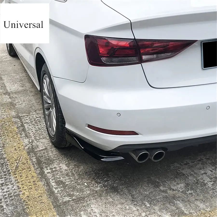 

2Pcs Gloss Black Car Rear Bumper Lip Diffuser Splitter Canards Spoiler w/ Screws