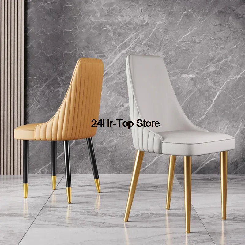 

Modern Luxury Dining Chairs Wedding Ergonomic Leather Fashion Chairs Gold Legs Dine Waiting Silla Plegable Interior Furniture