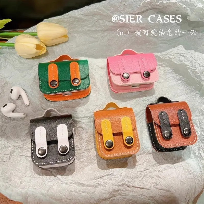 Leather and skin-feeling school bag Cover for AirPods Pro 2 Case for AirPods Pro2 Pro 2nd GEN For AirPod 3 Pro Case Headphone