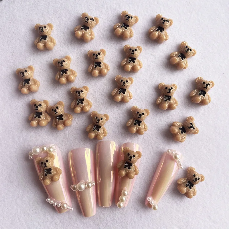 10Pcs Nail Art Bear Shaped Nail Charms Cute Jelly Nail Decorations Jewelry Rhinestones Accessories Manicure DIY Nails Art Tools