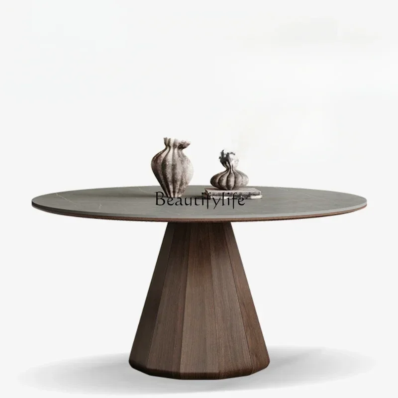 

FG44Nordic solid wood dining table, round table, minimalist small unit, medieval solid wood rock board dining table and chairs