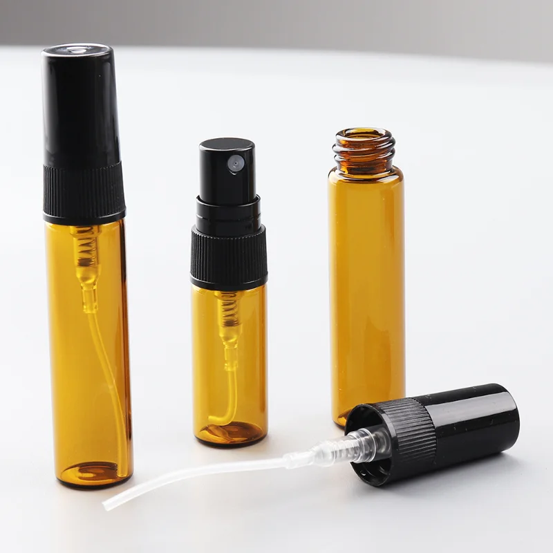 5/10 Stück Packung 2–10 ml klare Mini-Parfüm-Glasflasche, leere Kosmetikflasche, Probe, Reagenzglasfläschchen, bernsteinfarbene, nachfüllbare Flaschen