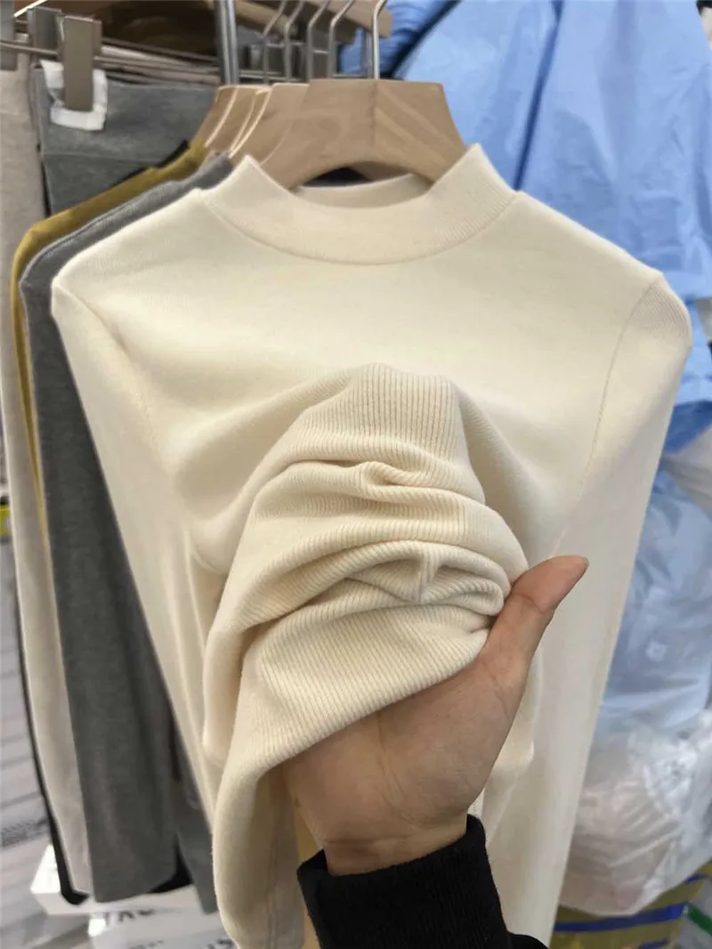 Maglietta a Collo Alto Extra Lunga per Donna Taglie Forti, Nuovo Materiale Autunno Inverno, Strato Base in Cotone e Poliestere