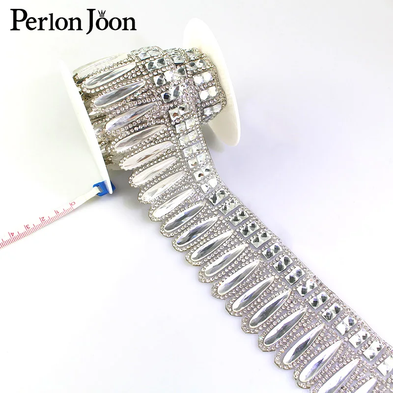 1 yard 5cm width hot fix rhinestone glass style webbing wing rhinestone tape iron DIY on shoes bag clothing accessories TR013