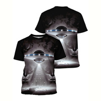 Alien UFO Graphic T-Shirt Fashion 3d Printed Aliens Civilization T Shirt Summer Round Neck T Shirts Tops Loose Short Sleeves