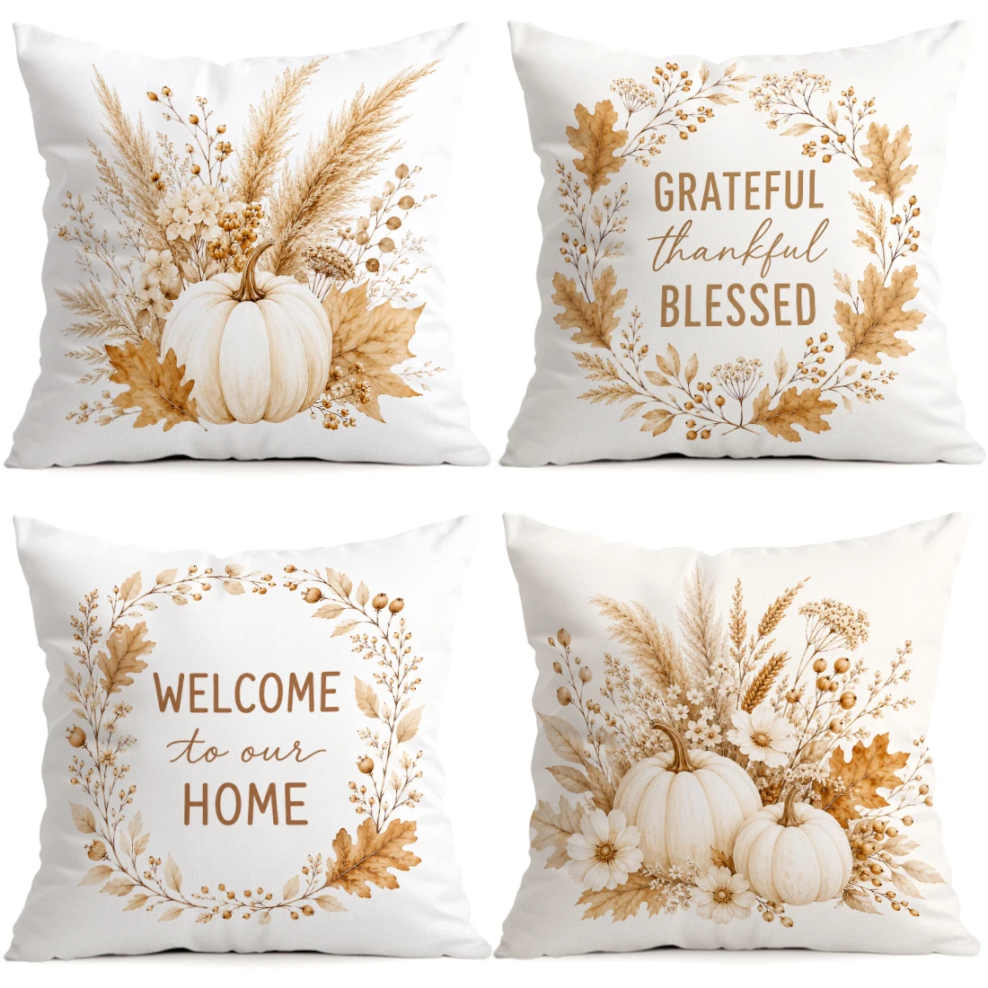 Autumn Pumpkin Bouquet Pillowcase Printed Polyester 40/45/50cm Throw Pillowcover Decorative Sofa Cushion Pillowslip Home Decor
