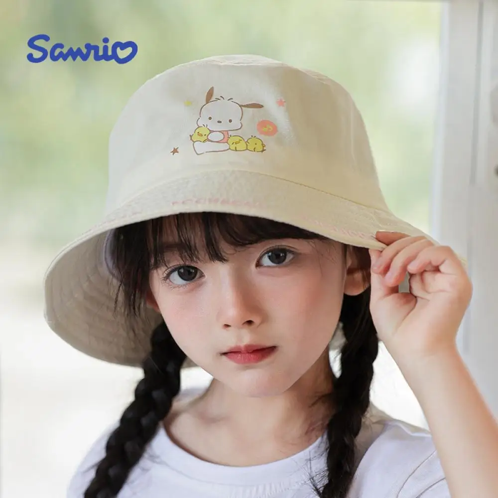 Anime Cartoon Sanrio Hello Kitty Kuromi Cinnamoroll Child Fisherman's Hat Summer Outdoor Sun Protection Anti-Uv Leisure Sun Hat