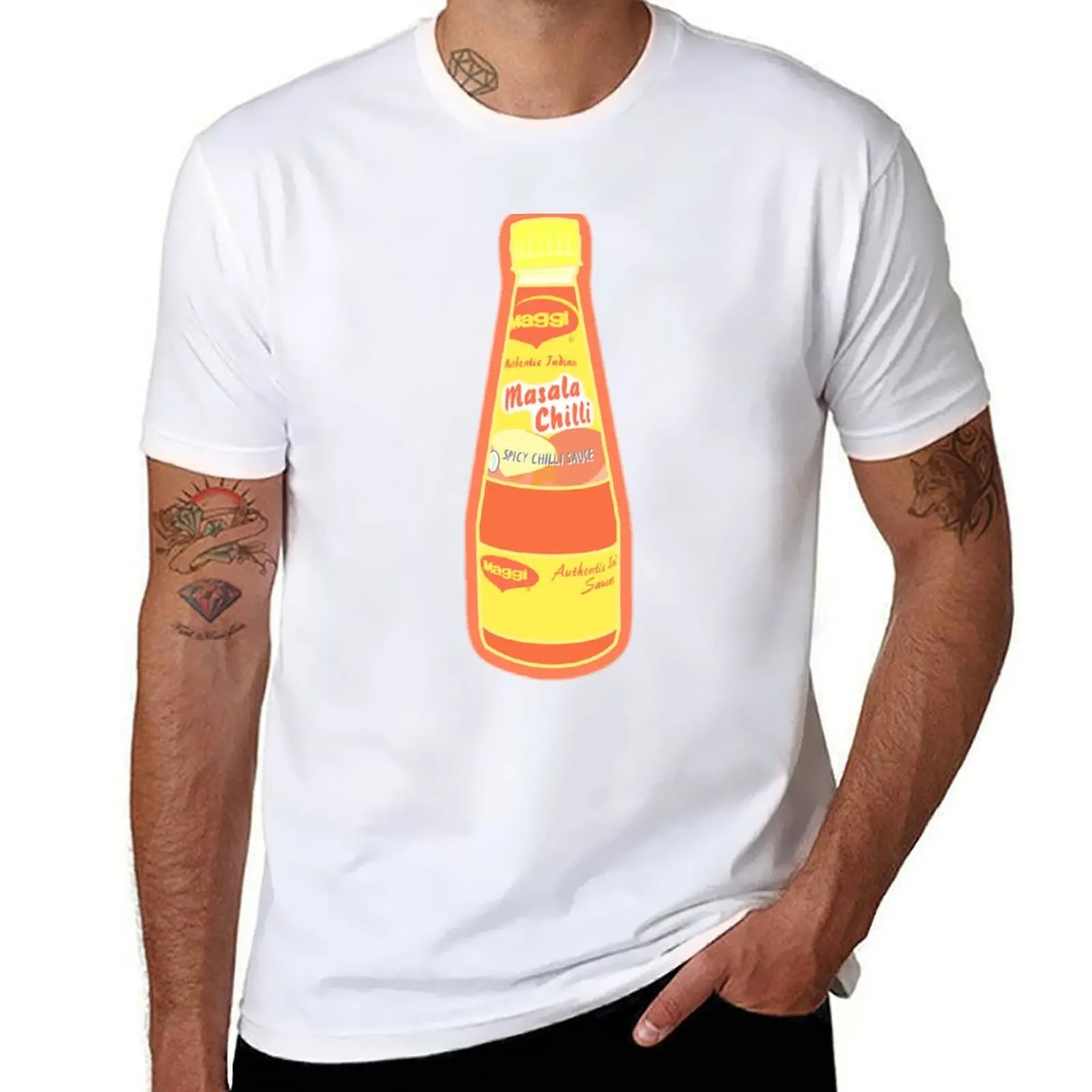 Maggi Masala Chili Sauce T-Shirt Herren T-Shirts Baumwolle Herren T-Shirts für Herren Casual T-Shirt