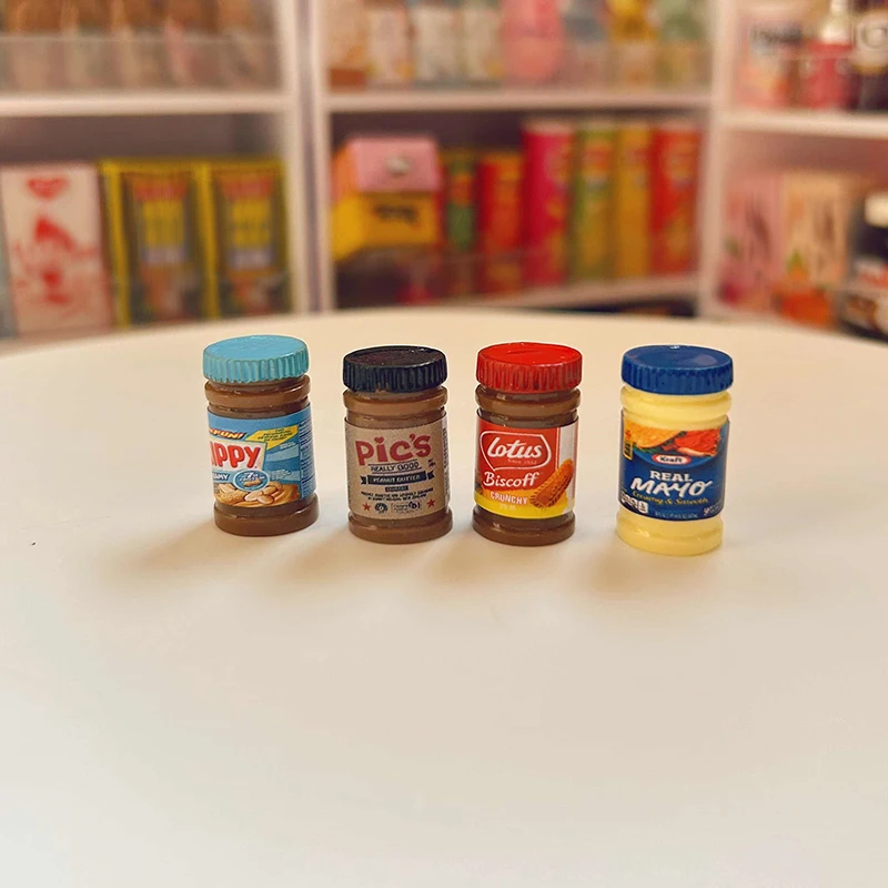 

3Pcs 1:6 Dollhouse Miniature Food Play Supermarket Simulation Mini Peanut Butter Chocolate Sauce Doll Accessories Toys
