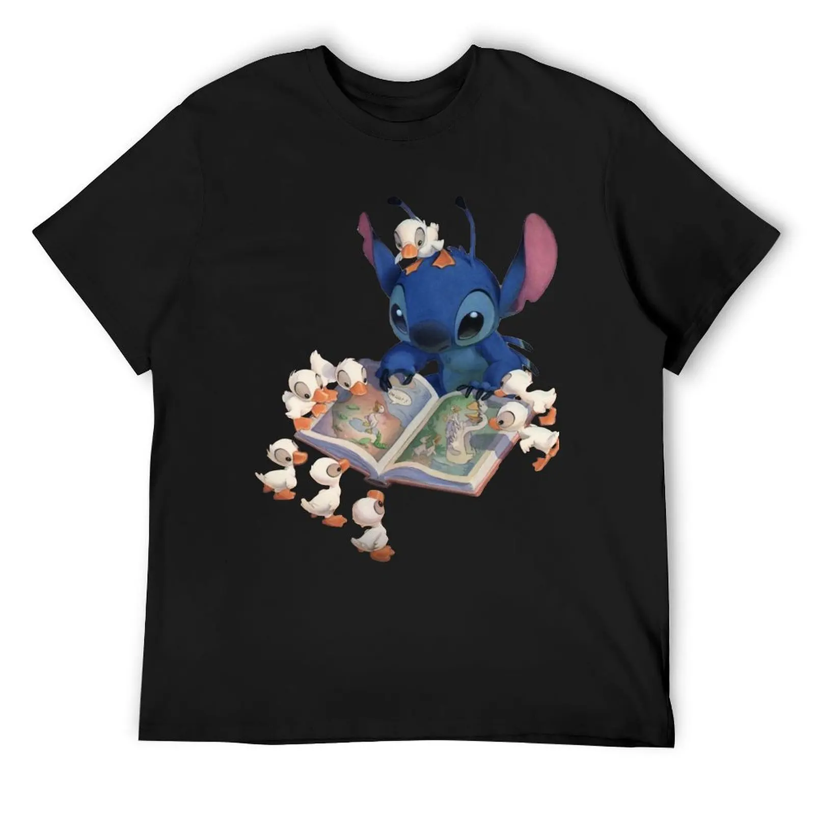 Stitch telling story to ducks T-Shirt plus size clothes quick-drying shirts men