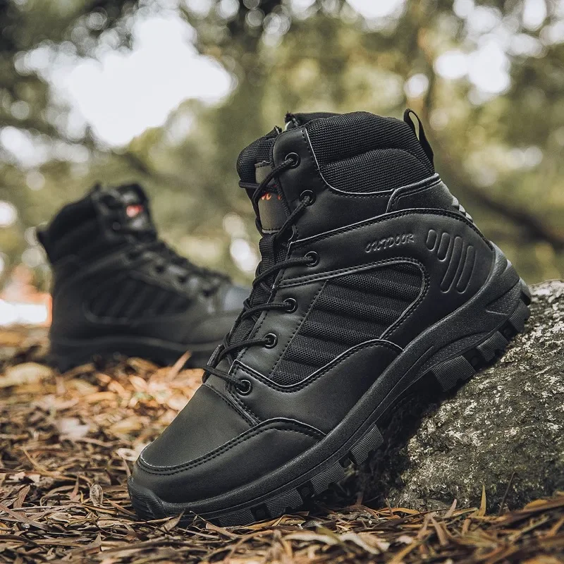 

High-Top Men Hiking Boot Winter Outdoor Shoes Lace-Up Non-slip Outdoor Sports Casual Trekking Boots Man Waterproof Suede