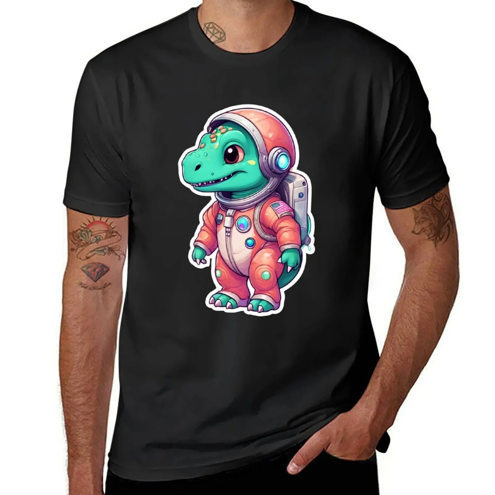 Cute Space Dinosaur Astronaut Galactic T-rex Mission T-Shirt oversizeds summer clothes sweat mens graphic t-shirts funny