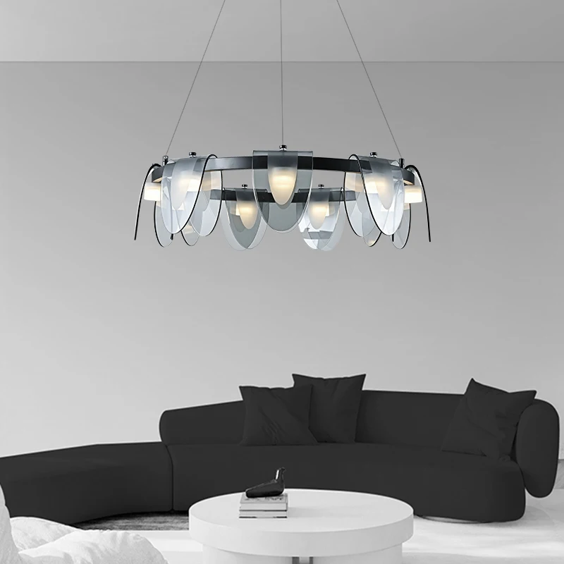 

Modern Glass Black Pendant Light For Dining Table Living Room Simple Scandinavian Glass Chandelier For Bar Kitchen Island Home