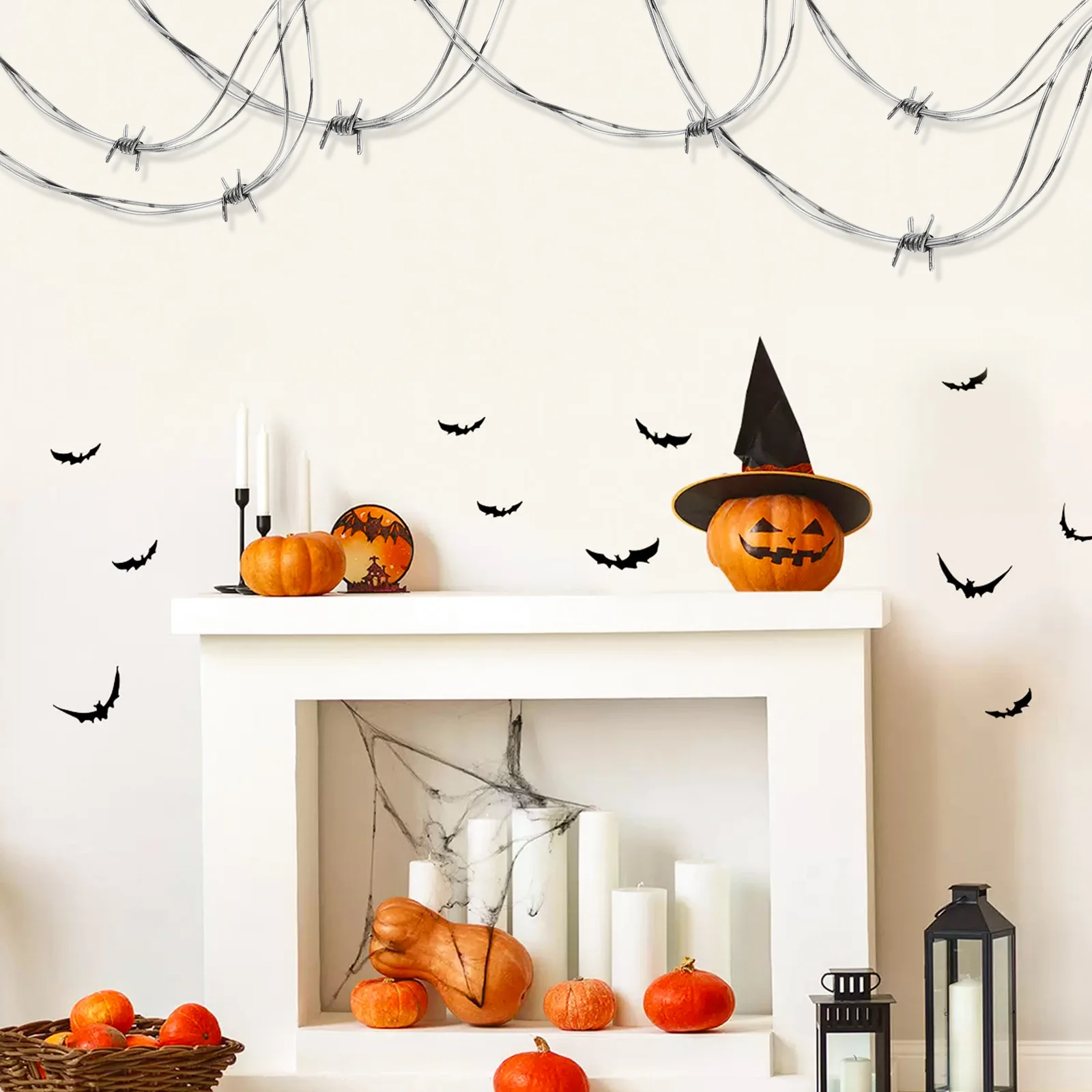 2 ชิ้นจําลองลวดโซ่เด็กลวดหนามเลียนแบบ Garland ของเล่นเล่นตลกบ้านผีสิงฮาโลวีน Trick Creepy Fall Decor