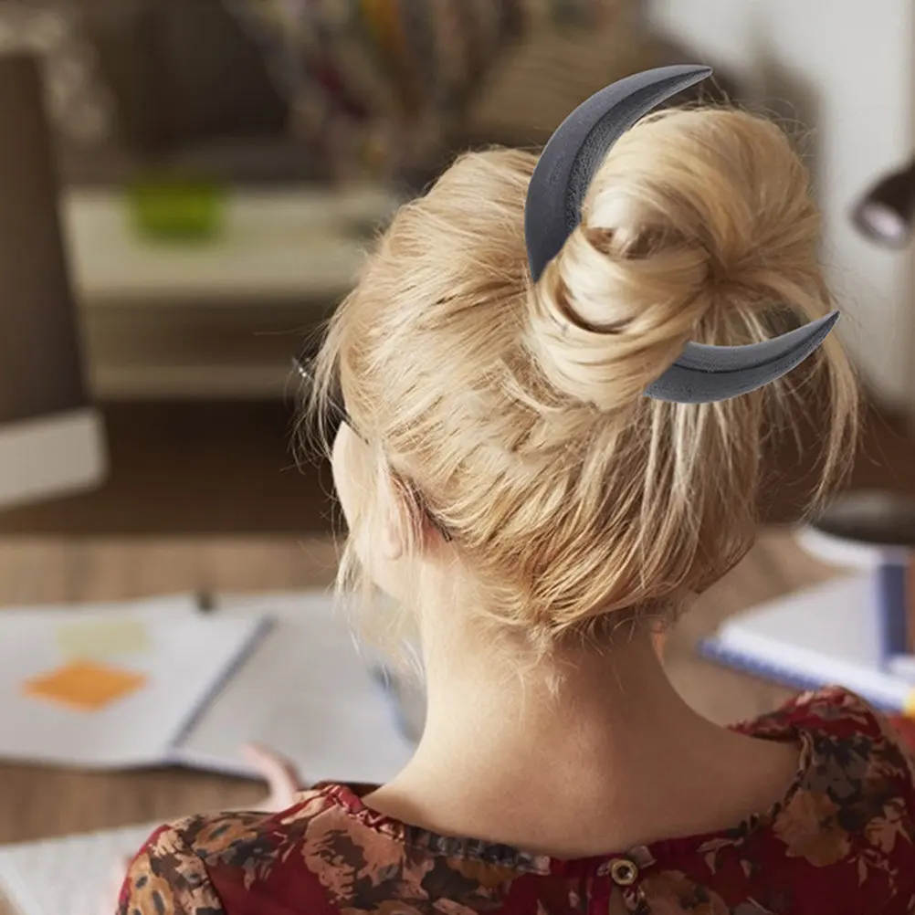 

Wooden Moon Shaped Hair Chopsticks Chinese Style Smooth Edges Hairpin Chopstick for Bun Hair Styling Accessories