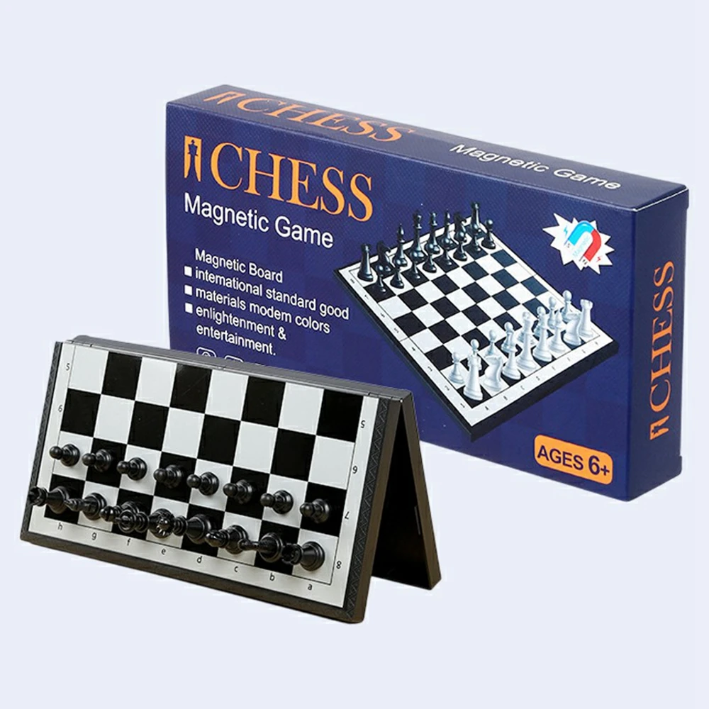 Magnetisches faltbares Schachspiel für Kinder, 20 x 20 cm, tragbares Reise-Brettspiel mit magnetischen Teilen