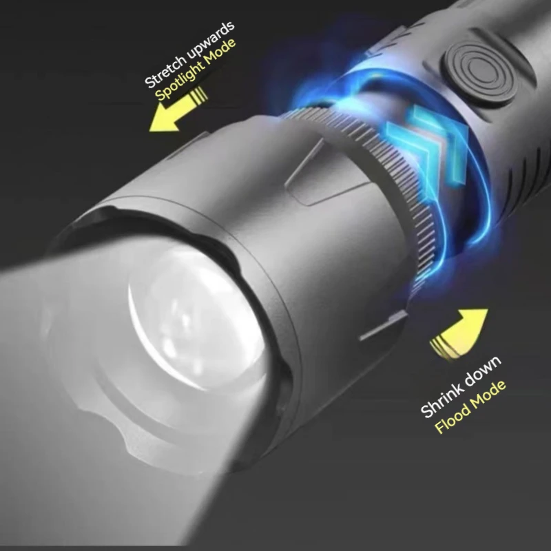 Type-c Rechargeable Led Flashlight High Power Flashlight With COB Work Light Zoomable Led Flashlight Waterproof Torch light