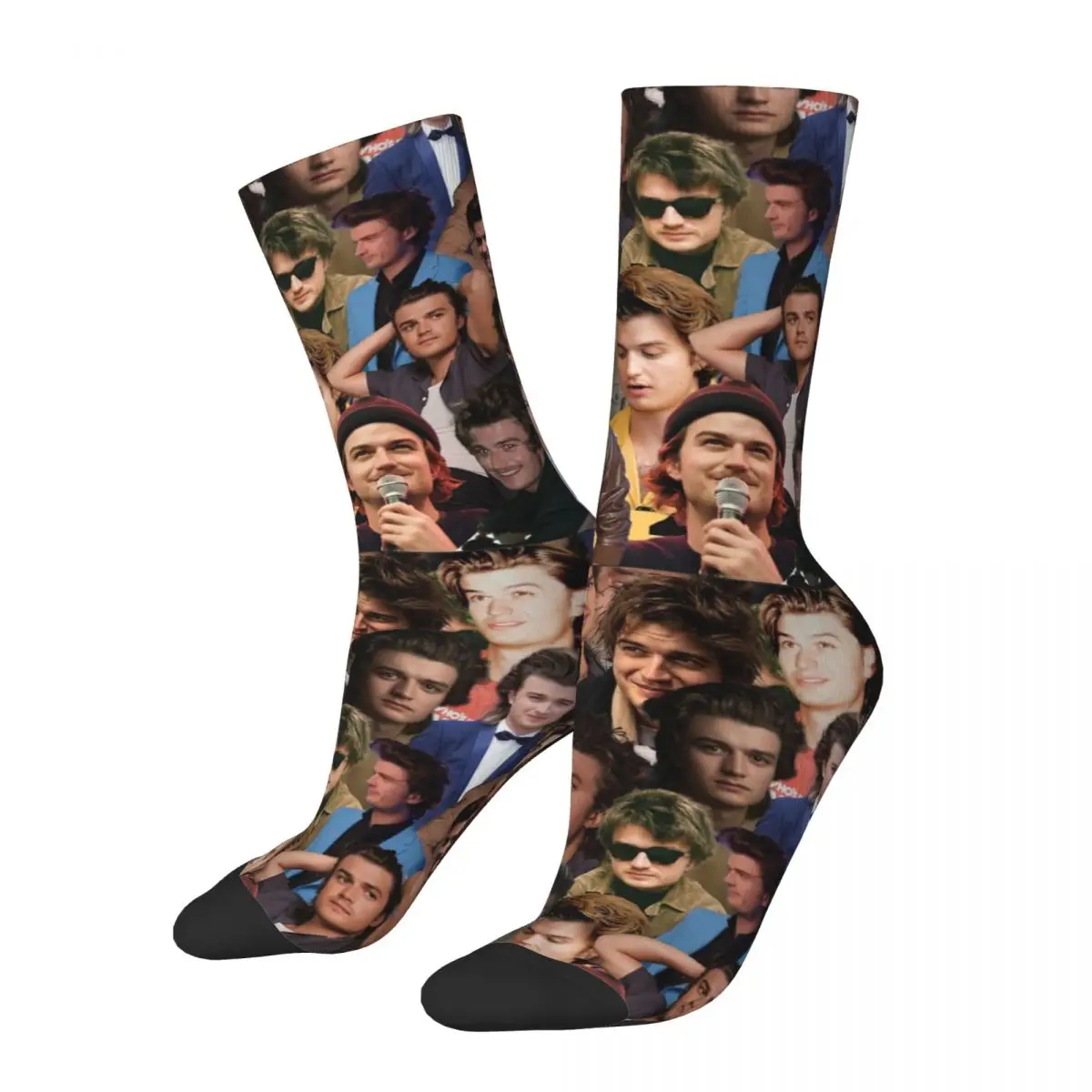 Hip-hop Joseph Keery Photo Collage Skateboard Socks Polyester Long Socks for Women Men