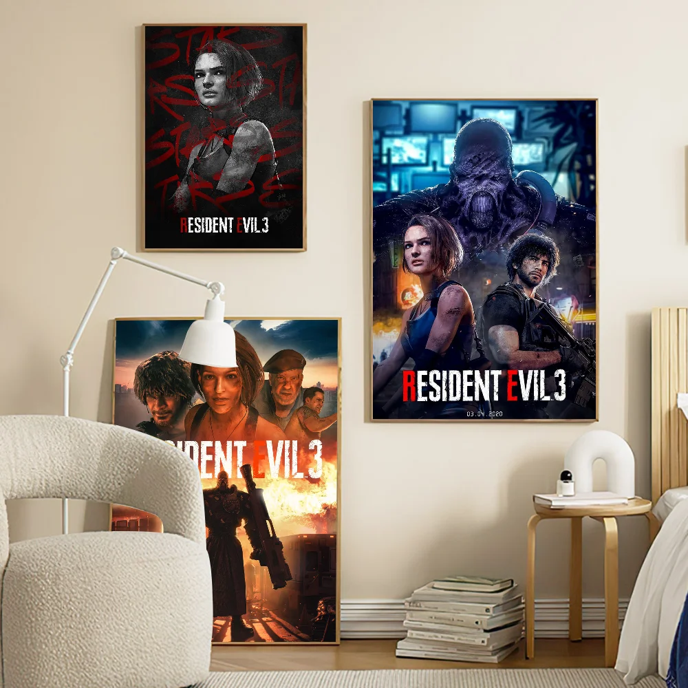 Video Game R-Residents-Evil Self-adhesive Art Poster HD Quality Wall Art Retro Posters for Home Home Decor