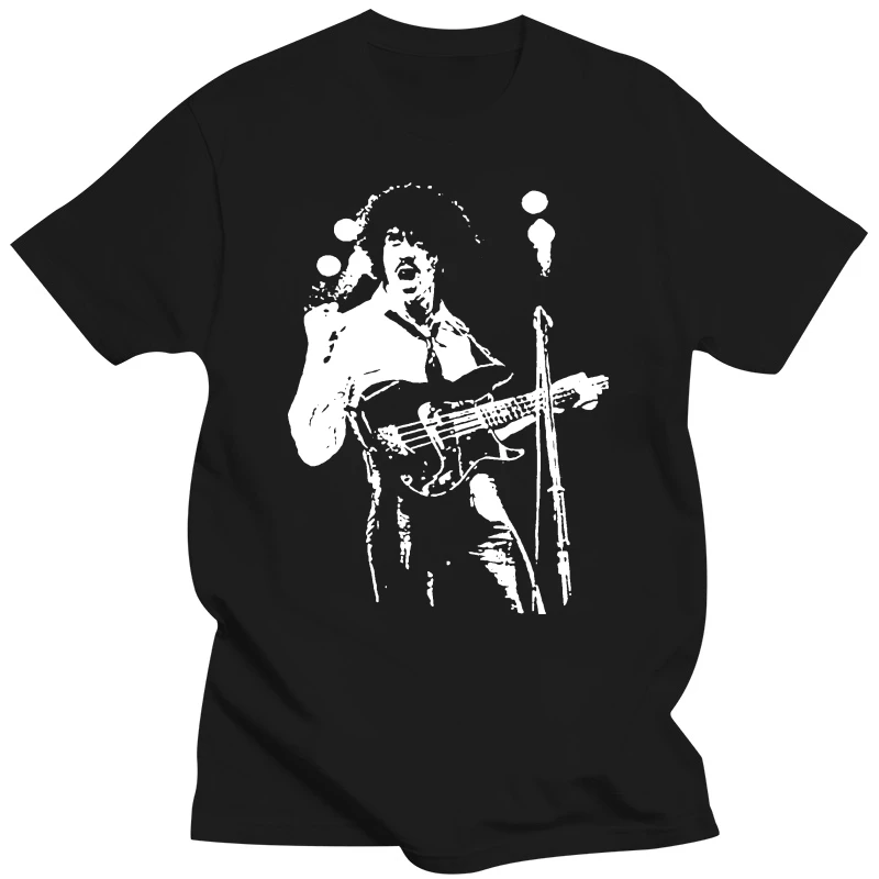 Phil Lynott On Stage Fist T-Shirt Thin Lizzy Gary Moore Classic Rock T-Shirt Cotton Tee Shirt Custom Printed