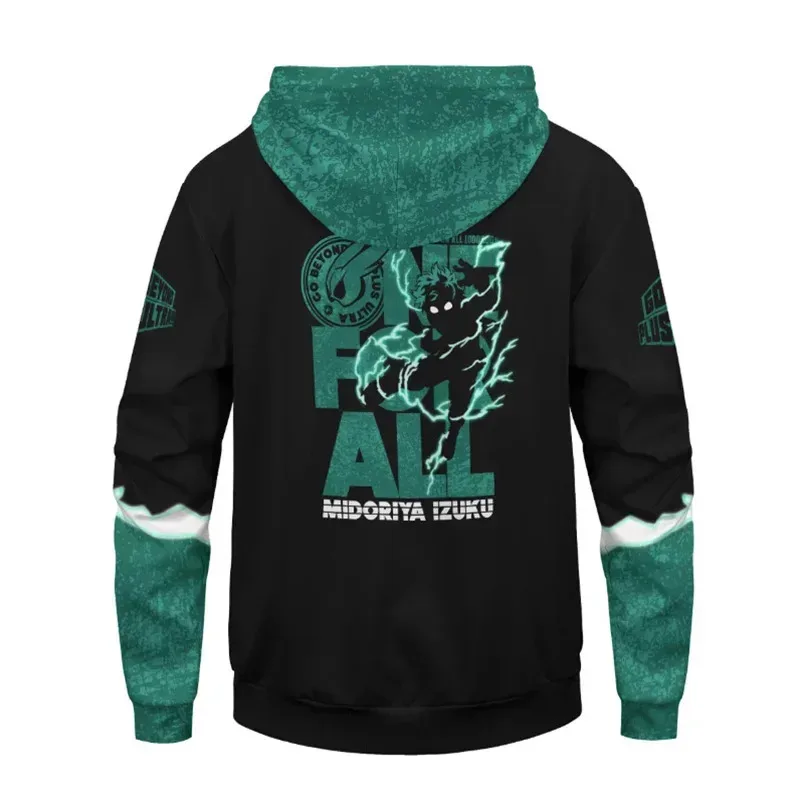 Disfraz de Anime Midoriya Izuku, Sudadera con capucha con estampado 3D de Deku One For All My Hero Academia, ropa deportiva fina de poliéster