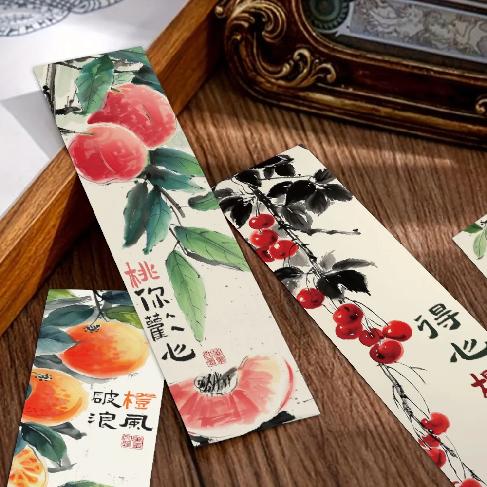 30PCS Persimmon Ruyi Ancient Style Creative Bookmark Student Reader Page Tag Library Office Page Book Club Tag