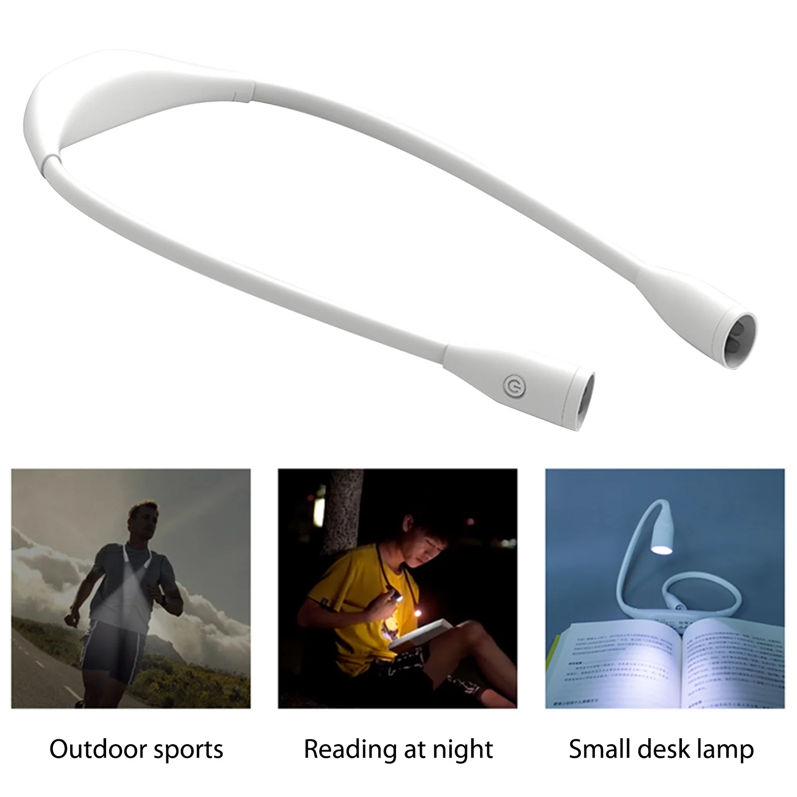 

USB LED Book Light Rechargeable Reading Lights Stepless Dimming Flashlight 360-degree Adjustment Hands Free for Outdoor Lighting