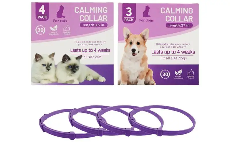 3/4Pcs Cat Calming Collar With Separate Design Adjustable Efficient Pheromones Calming Collars For Cat And Dog