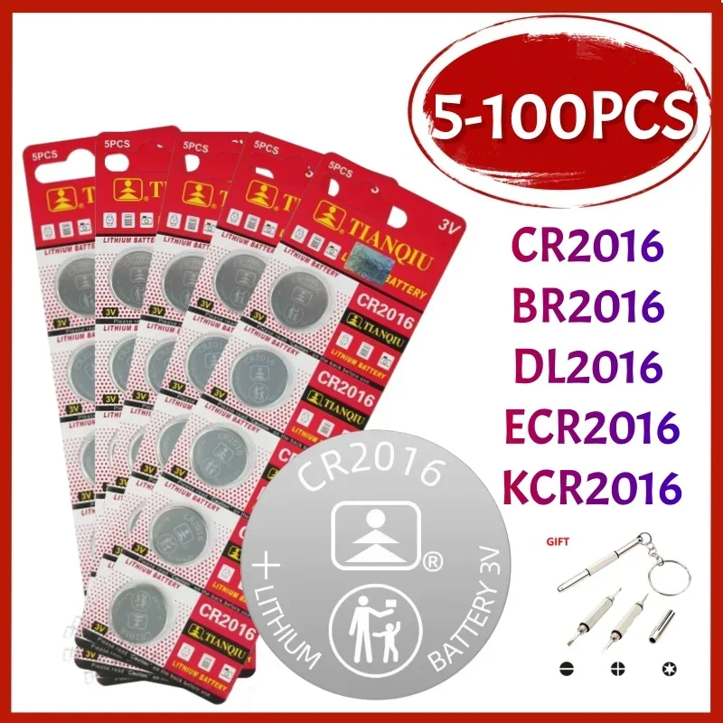 

5-100PCS CR2016 Lithium Button Battery BR2016 DL2016 LM2016 3V CR 2016 Coin Cell Watch Batteries for Watch Toys Clock Remote