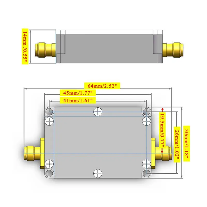 20DB 10MHZ-6GHz LAN High Flatness Receiver Amplifier RF Drive Drone Image Transmission Hackrf One GPS Radio FM