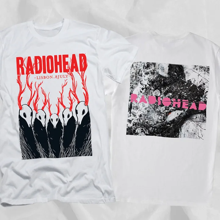 Radiohead Band Lisbon 2016 Rare White Double Sided T-Shirt