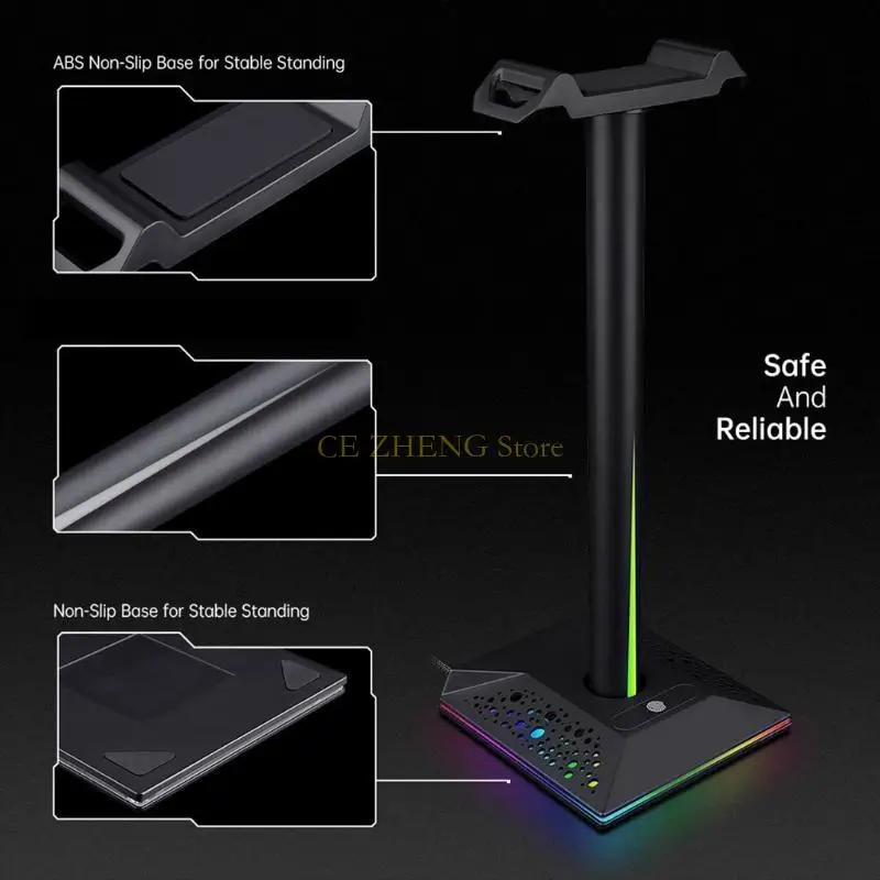 E56B RGB Premium Headset Stand Holder Head-mounted for Creative Headphone on the Desk view 4