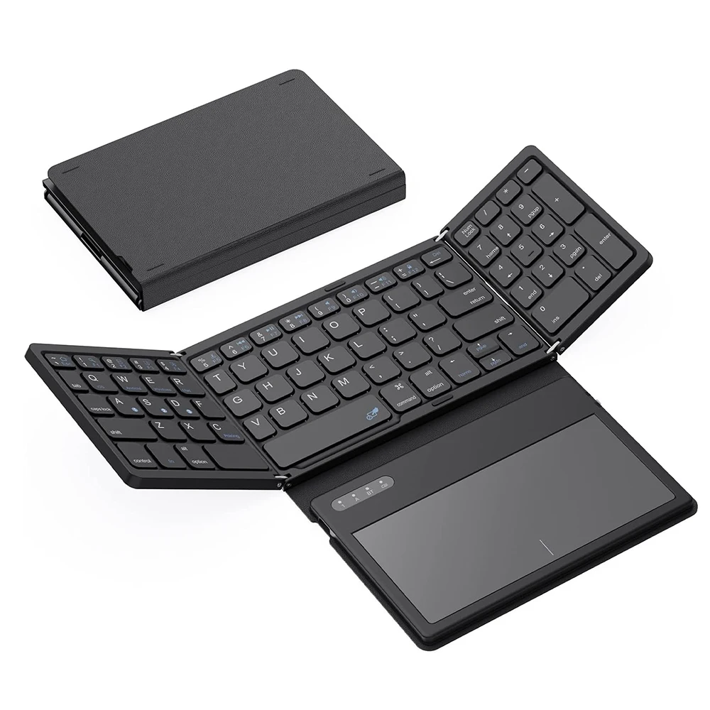 

Lefon 81 Keys Wireless Foldable Keyboard with Touchpad Portable Bluetooth Keyboard Slim Folding Keypad for Windows IOS Android
