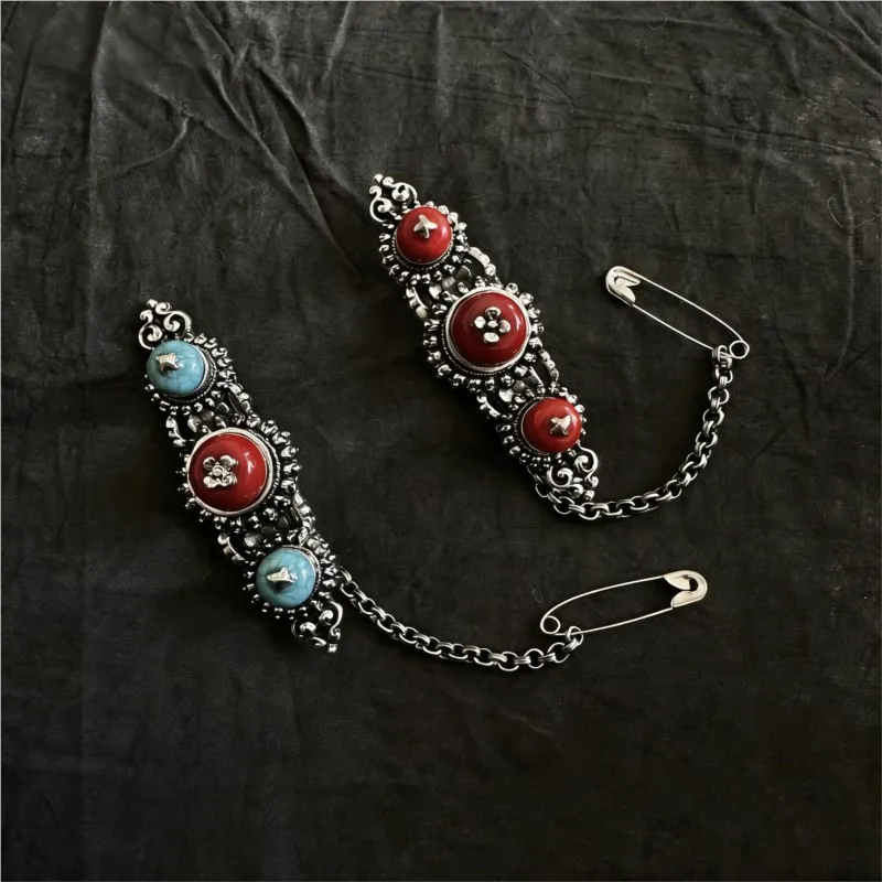 

Chinese Xizang Alloy Tibetan Brooch Chain Costume Accessories