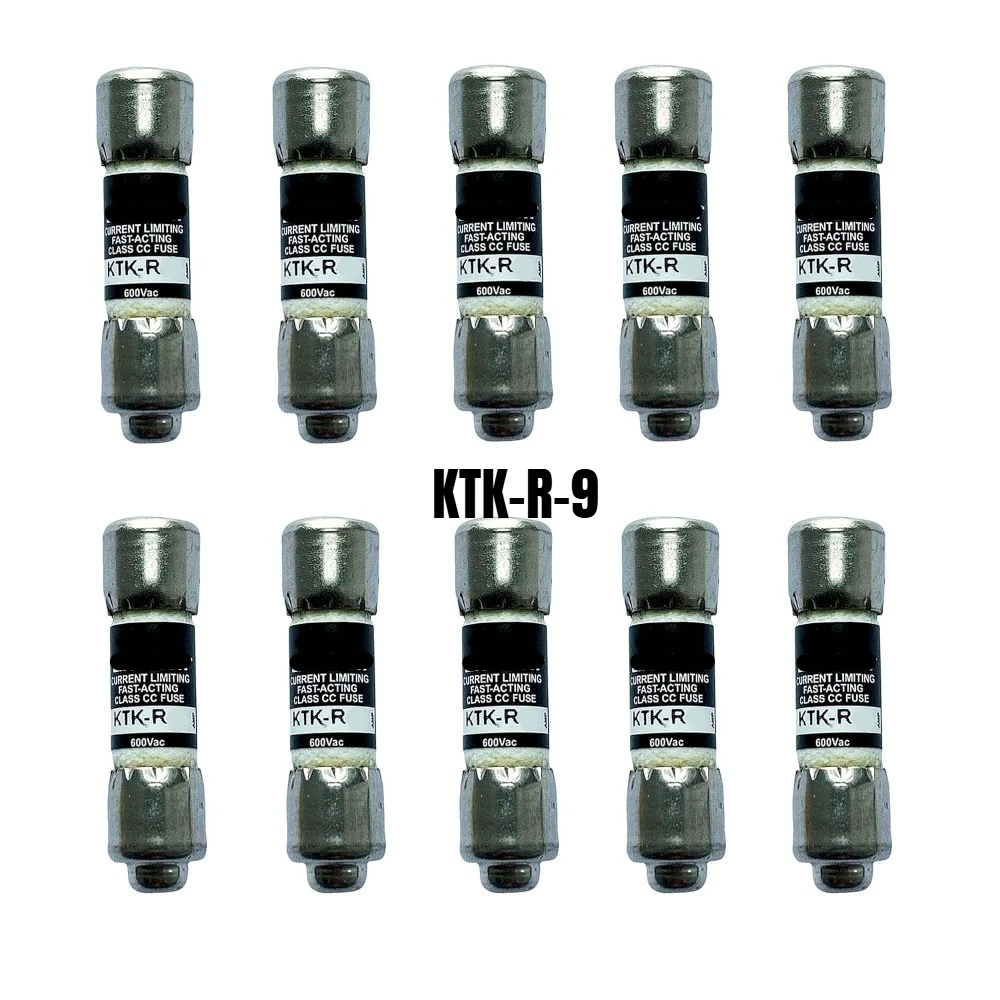 10PCS KTK-R-9 Fuse, 9A 600VAC Class CC Fast Acting Fuse, KTKR9 KTKR9A